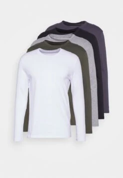 Pier One 5 PACK - Langarmshirt - Black/white/olive -Herrenbekleidungsgeschäft 1811e4e1633c4594abae2f43c4e4d170