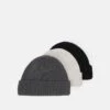 Pier One UNISEX 3 PACK - Mütze - Black/dark Grey/off-white/