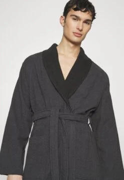 Pier One SHAWL TOWEL BATHROBE - Bademantel - Dark Grey -Herrenbekleidungsgeschäft aedd72cbd7d04b83bcef8a6c104e08f9