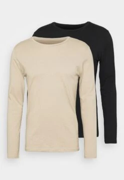 Pier One 2 PACK - Langarmshirt - Beige/black
