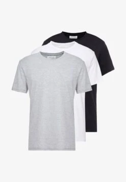 Pier One 3 PACK - T-Shirt Basic - White/black/light Grey -Herrenbekleidungsgeschäft f785e71fb58e4e639608a247ef343f6c